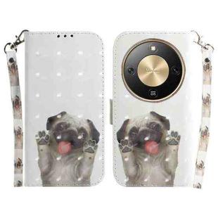For Honor X70 5G 3D Colored Horizontal Flip Leather Phone Case(Pug)