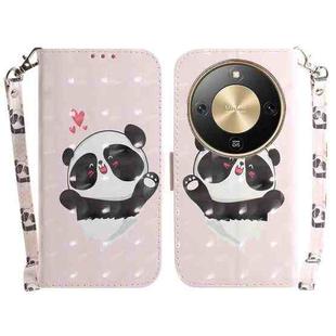 For Honor X70 5G 3D Colored Horizontal Flip Leather Phone Case(Heart Panda)