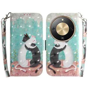 For Honor X70 5G 3D Colored Horizontal Flip Leather Phone Case(Black White Cat)