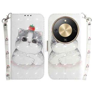 For Honor X70 5G 3D Colored Horizontal Flip Leather Phone Case(Cute Cat)