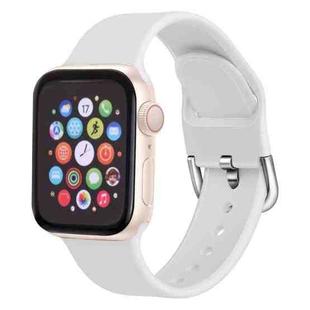 For Apple Watch Series 7 45mm / 6 & SE & 5 & 4 44mm / 3 & 2 & 1 42mm Solid Color Silicone Watch Band with Metal Buckle, Size:L(White)