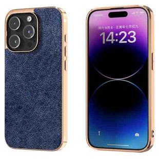 For iPhone 14 Pro Max Retro Litchi Texture PU Phone Case(Blue)