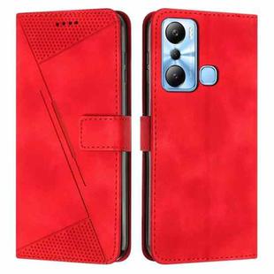 For Infinix Hot 20 Play Dream Triangle Leather Phone Case with Lanyard(Red)