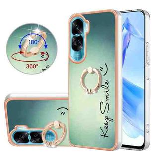 For Honor 90 Lite 5G Electroplating Dual-side IMD Phone Case with Ring Holder(Smile)
