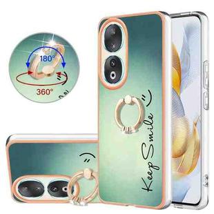 For Honor 90 5G Electroplating Dual-side IMD Phone Case with Ring Holder(Smile)