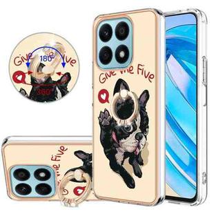 For Honor X8a Electroplating Dual-side IMD Phone Case with Ring Holder(Lucky Dog)
