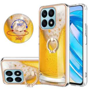 For Honor X8a Electroplating Dual-side IMD Phone Case with Ring Holder(Draft Beer)