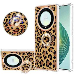 For Honor X9a / Magic5 Lite Electroplating Dual-side IMD Phone Case with Ring Holder(Leopard Print)