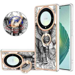 For Honor X9a / Magic5 Lite Electroplating Dual-side IMD Phone Case with Ring Holder(Totem Elephant)