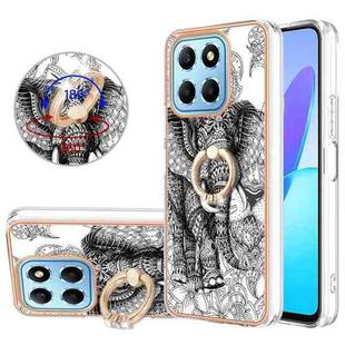 For Honor X8 5G / X6 4G Electroplating Dual-side IMD Phone Case with Ring Holder(Totem Elephant)