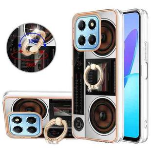 For Honor X8 5G / X6 4G Electroplating Dual-side IMD Phone Case with Ring Holder(Retro Radio)