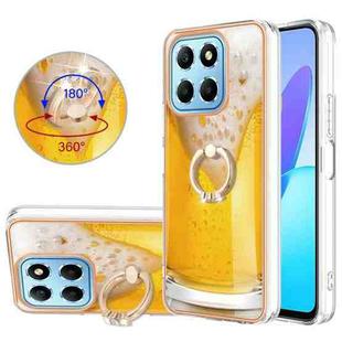 For Honor X8 5G / X6 4G Electroplating Dual-side IMD Phone Case with Ring Holder(Draft Beer)