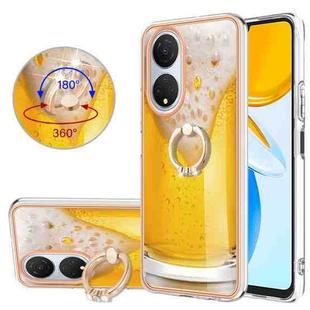 For Honor X7 Electroplating Dual-side IMD Phone Case with Ring Holder(Draft Beer)