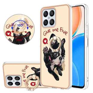 For Honor X8 4G Electroplating Dual-side IMD Phone Case with Ring Holder(Lucky Dog)