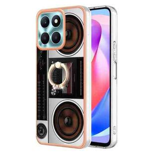 For Honor X6a Electroplating Dual-side IMD Phone Case with Ring Holder(Retro Radio)