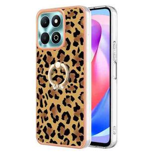 For Honor X6b Electroplating Dual-side IMD Phone Case with Ring Holder(Leopard Print)