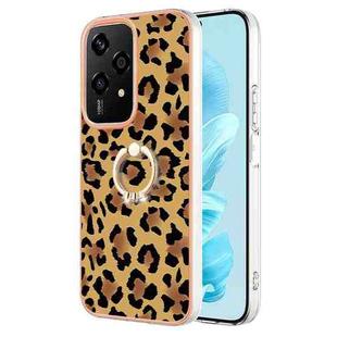 For Honor 200 Lite Global Electroplating Dual-side IMD Phone Case with Ring Holder(Leopard Print)