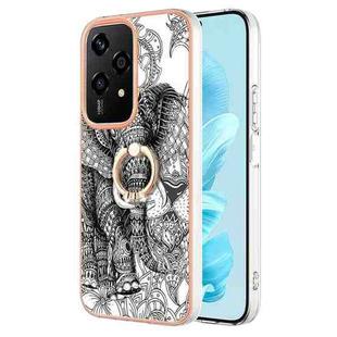 For Honor 200 Lite Global Electroplating Dual-side IMD Phone Case with Ring Holder(Totem Elephant)