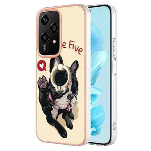 For Honor 200 Lite Global Electroplating Dual-side IMD Phone Case with Ring Holder(Lucky Dog)