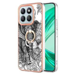 For Honor X8b Electroplating Dual-side IMD Phone Case with Ring Holder(Totem Elephant)