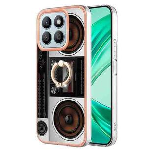 For Honor X8b Electroplating Dual-side IMD Phone Case with Ring Holder(Retro Radio)