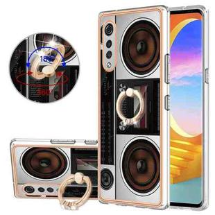 For LG Velvet 5G / 4G / G9 Velvet Electroplating Dual-side IMD Phone Case with Ring Holder(Retro Radio)