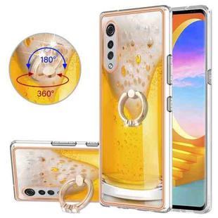 For LG Velvet 5G / 4G / G9 Velvet Electroplating Dual-side IMD Phone Case with Ring Holder(Draft Beer)
