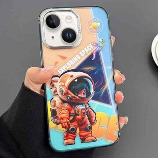 For iPhone 14 Engraved Colorful Astronaut Phone Case(Triangle Bottom)