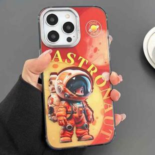 For iPhone 13 Pro Engraved Colorful Astronaut Phone Case(Small Orange)