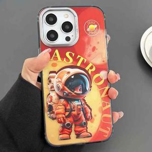 For iPhone 12 Pro Max Engraved Colorful Astronaut Phone Case(Small Orange)