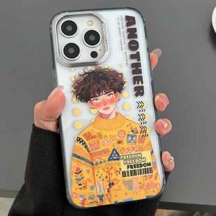 For iPhone 14 Pro Max Engraved Colorful Cartoon Phone Case(Trendy Boy)