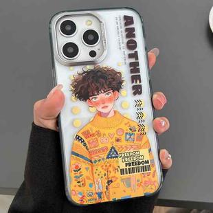 For iPhone 14 Pro Engraved Colorful Cartoon Phone Case(Trendy Boy)