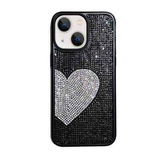 For iPhone 14 Plus Love Heart Diamond TPU Phone Case(Black)