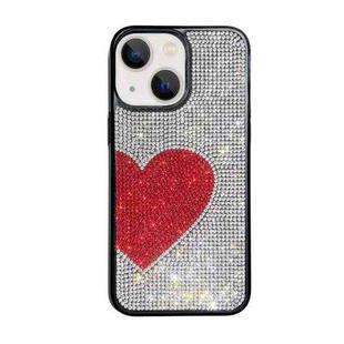 For iPhone 14 Plus Love Heart Diamond TPU Phone Case(Silver)