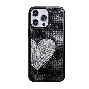 For iPhone 14 Pro Max Love Heart Diamond TPU Phone Case(Black)