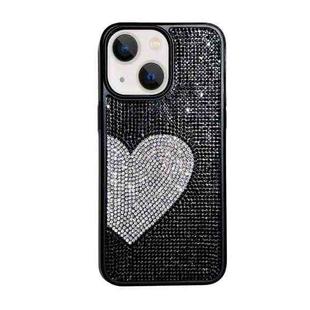 For iPhone 13 Love Heart Diamond TPU Phone Case(Black)