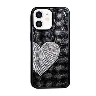 For iPhone 12 Love Heart Diamond TPU Phone Case(Black)