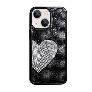 For iPhone 15 Plus Love Heart Diamond TPU Phone Case(Black)