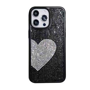 For iPhone 15 Pro Love Heart Diamond TPU Phone Case(Black)