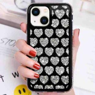 For iPhone 14 Love Hearts Diamond Mirror TPU Phone Case(Black)