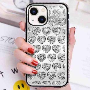 For iPhone 13 Love Hearts Diamond Mirror TPU Phone Case(Silver)