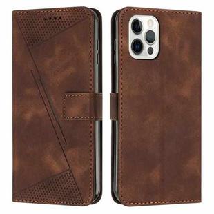 For iPhone 12 / 12 Pro Dream Triangle Leather Phone Case with Lanyard(Brown)