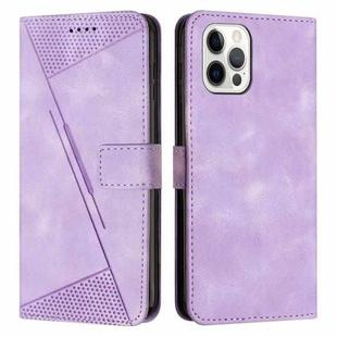 For iPhone 12 Pro Max Dream Triangle Leather Phone Case with Lanyard(Purple)