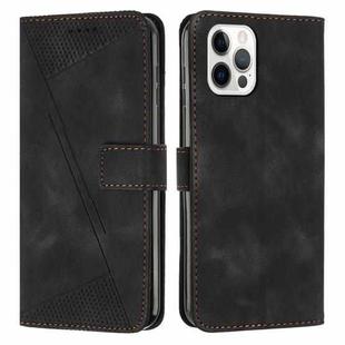 For iPhone 12 Pro Max Dream Triangle Leather Phone Case with Lanyard(Black)
