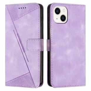 For iPhone 15 Dream Triangle Leather Phone Case with Lanyard(Purple)