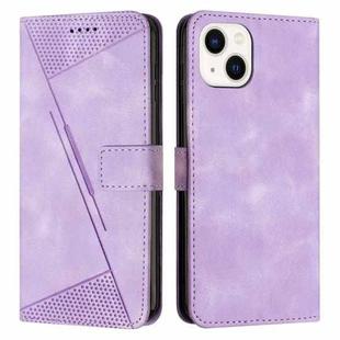 For iPhone 15 Plus Dream Triangle Leather Phone Case with Lanyard(Purple)