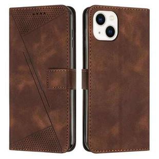 For iPhone 15 Plus Dream Triangle Leather Phone Case with Lanyard(Brown)