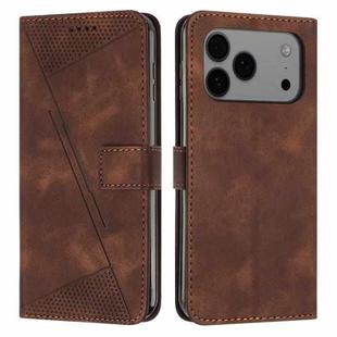 For iPhone 17 Pro Max Dream Triangle Leather Phone Case with Lanyard(Brown)