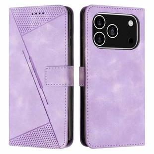 For iPhone 17 Pro Dream Triangle Leather Phone Case with Lanyard(Purple)