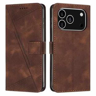 For iPhone 17 Pro Dream Triangle Leather Phone Case with Lanyard(Brown)